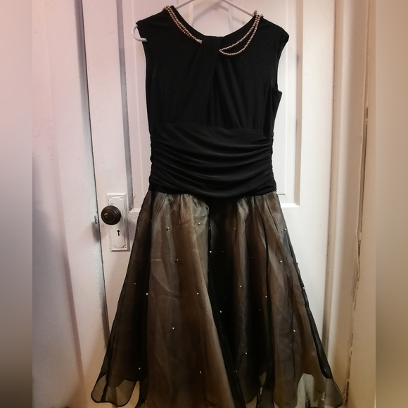 Black Fit and Flare Sleeveless Midi Dress for An Elegant Event - Picture 11 of 12